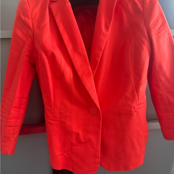 Women's Red Orange Blazer mp1 - Picture 3 of 4